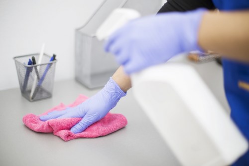Technician carrying out trained carpet cleaning procedures