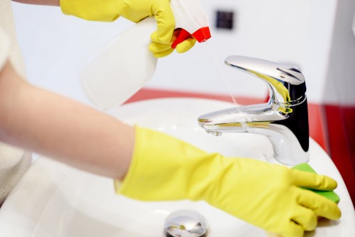 Cleaning team handling service arrangements and scheduling