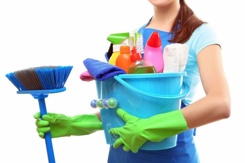 Technician checking carpet cleaning equipment